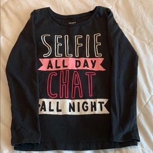 Girls black Long sleeve print shirt